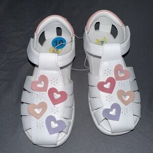 Rachel Shoes White Pastel Heart Sandals Girls Size 10